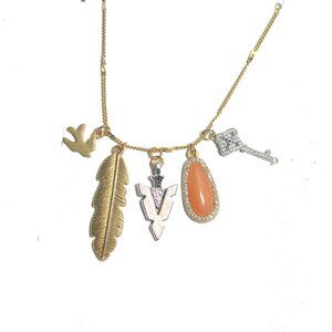 🪶Feather Arrow Rhinestone Key Indian Bird Dangling Charm Necklace🪶
